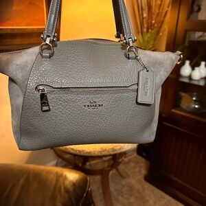 Coach Prairie Satchel Suede and Leather Bag in Gray